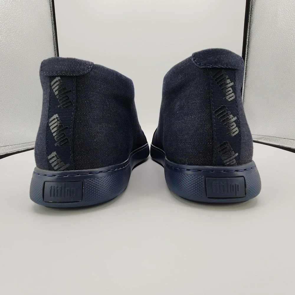 Fitflop Knit Chukka Sneakers Mens 10 Navy Blue Lightweight Lace Up Denim Texture